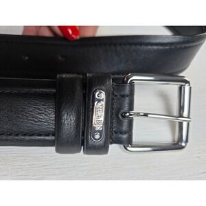 Chaps Mens Black Leather Belt Silver Buckle Classic Minimalist 402624731-001 L